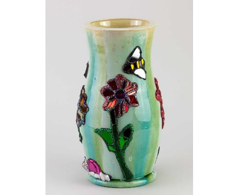 ANDREW LOGAN (born 1945); 'The Pollinators', a stoneware baluster vase thrown by Kate Malone and embellished by Andrew Logan 