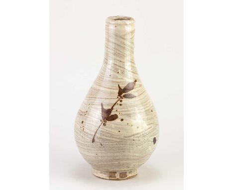 JIM MALONE (born 1946); a stoneware Korean bottle covered in hakeme slip with iron decoration, impressed JM and L (for Lesson