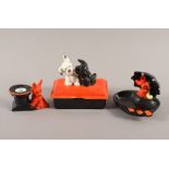 Rauchset, drei Teile, Terrier-Dekor