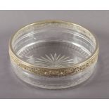 Schale, Glas, Silbermontierung, vergoldet, um 1900