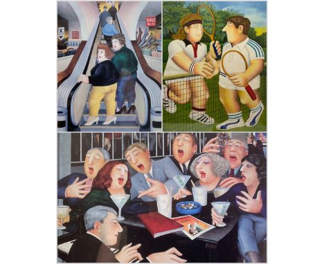 Beryl Cook OBE (British 1926-2008): 'Tennis', limited edition lithograph signed and numbered in pencil, together with two fur