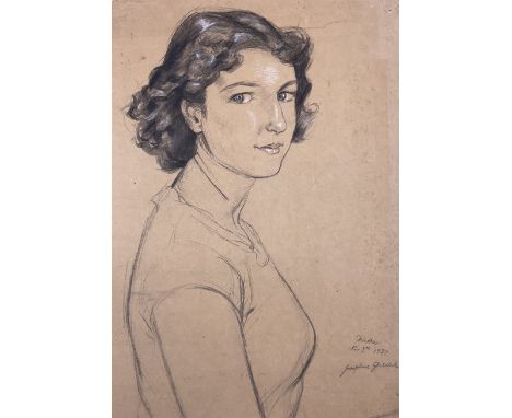 Josephine Ghilchik (British/Australian 1890-1981): 'Deirdre', pencil and chalk signed titled and dated 'Nov 9th 1937', 61cm x