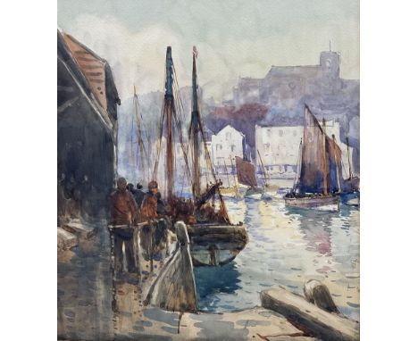 Harry Wanless (British c1872-1934): Scarborough Harbour with a view of St Mary's Church, watercolour unsigned 38cm x 33cmCond