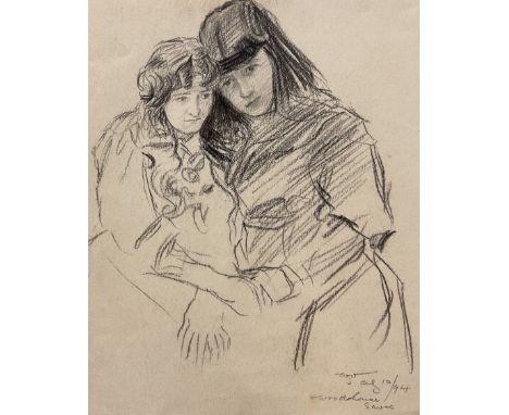 English School (19th Century): Sisters at Woodhouse Eaves, pencil sketch indistinctly signed with monogram and dated '94, 15c