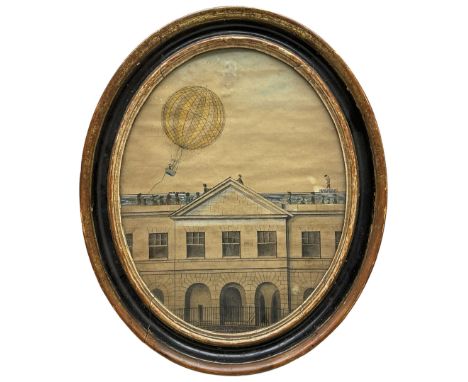 English School (18th Century): 'Mr St. Croix Ascending with his Balloon from the Castle Yard Exeter - 19th June 1786', Georgi
