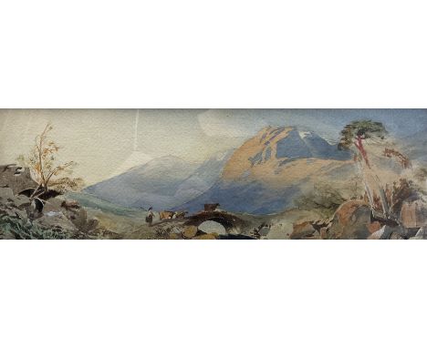 Thomas Charles Leeson Rowbotham (Irish 1823-1875): 'A Highland Sketch', watercolour unsigned, titled on label verso 13cm x 39