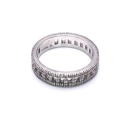 18ct White Gold Diamond â€œfullâ€ Eternity Ring. Weight 5.2gm. Size M.