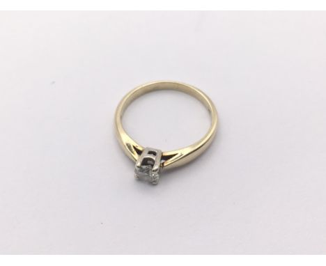 9ct gold diamond solitaire ring, size J, 1.5 gm approx. (A)