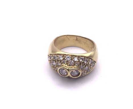 A high carat gold and Diamond cluster ring. Size H, approximately 7g. (A).