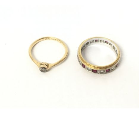 18ct Diamond solitare ring size M + 1 other 18ct ring size K/L