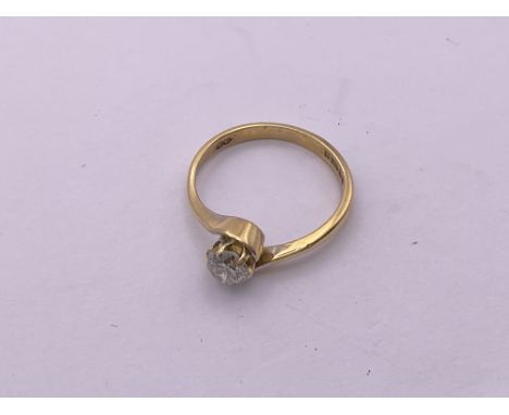 18ct gold diamond solitaire ring, (.3ct), size K, 2.5 gm approx. (A)