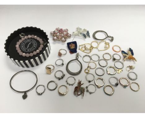 A collection of costume jewellery including a bangle marked Tiffany, Thomas Sabo bracelet and earrings, pearl earrings etc.