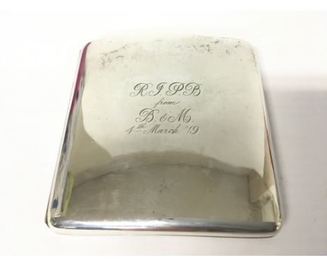 Mappin &amp; Webb silver hallmarked cigarette case marked 4th of March 1919, weighing approximately 132g