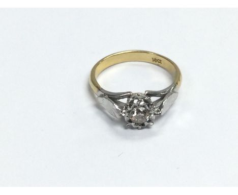 An 18ct gold and solitaire diamond ring, approx 3.1g and approx size J-K.