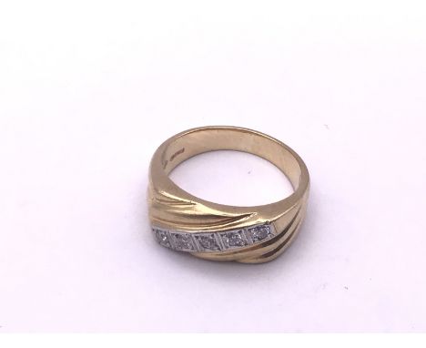 A 9ct gold and diamond set gents ring, approximately 6.5g, size M, (A).