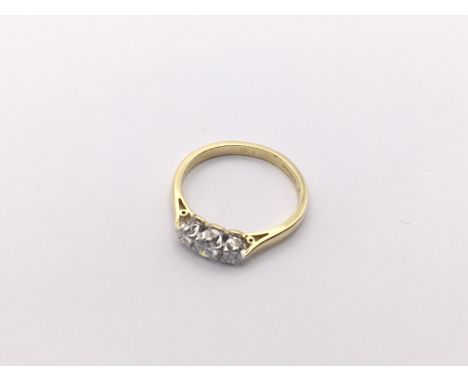 18ct 3 stone diamond ring, size L1/2, 2.5gm. (A)