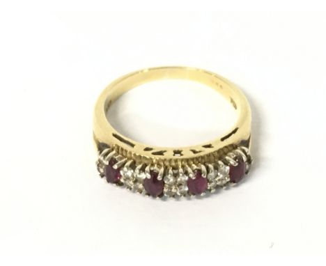 Hallmarked 18ct Ruby &amp; Diamond ring, size O