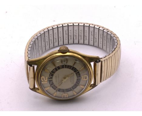 A vintage Anker mid size automatic gents wristwatch with horological motifs to the face, approximately 31mm not includuding c