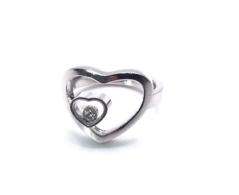 18ct White Gold Chopard Diamond Heart Ring (floating). Weight 6.8gm. Size J/K.