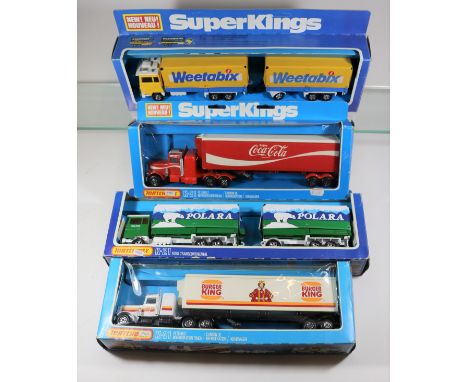 12x 1970s Matchbox Super Kings vehicles. K-2, Car Recovery Vehicle. K-11, Dodge Delivery Van. K-17, Container Truck. K-18, Ti