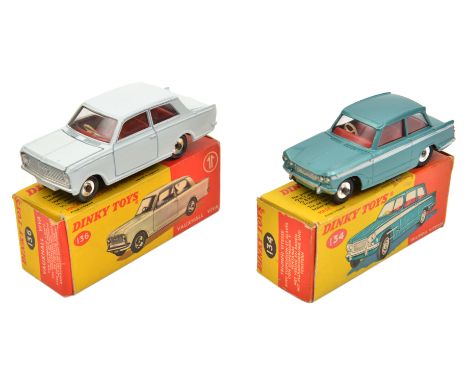 2 Dinky Toys. Triumph Vitesse (134) in light metallic green with white flash and red interior. Plus a Vauxhall Viva (136) in 