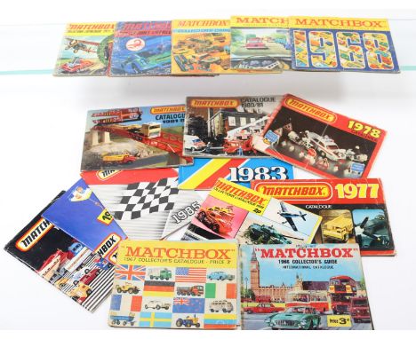 18x Matchbox Series etc catalogues. For the years; 1963, 1965, 1966, 1967, 1968, 1969, 1970, 1971, 1973, 1974, 1977, 1978, 19