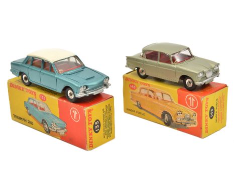 2 Dinky Toys. Singer Vogue (145). In light metallic green with red interior. Plus a Triumph 2000 (135) in metallic green with