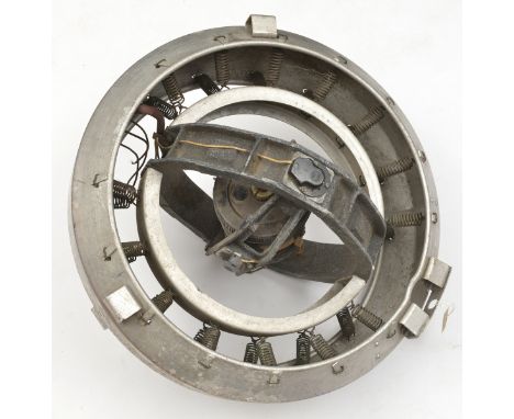 A large WWII German navigational gyroscope (?), of mainly aluminium construction, diameter of outer ring 24”, the inner ring 