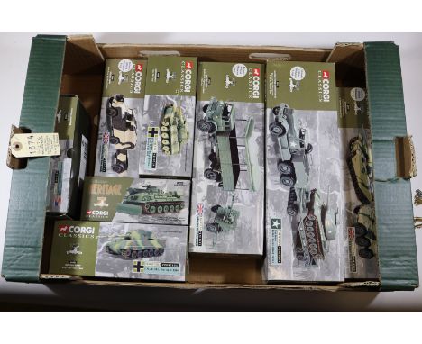 24x Corgi Classics. Including 8x 'Fighting Vehicles' series, Centurion Mk.III, US Tank Transporter, Tiger Mk.1 tank, Land Rov