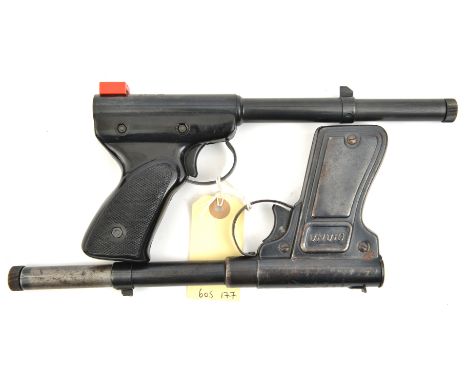A Milbro Model 2 pop out air pistol,  with black plastic butt and frame, and original plastic rearsight protector, GWO &amp; 