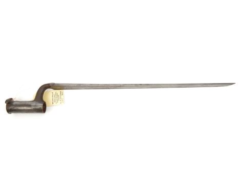 A Brown Bess socket bayonet marked to 2nd Royal Lancashire Militia, 17” blade with proof marks “ROF” (Royal Ordnance Factory)