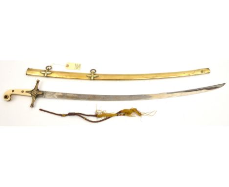 A Vic 1831 pattern General officer’s sword, slightly curved, flat blade 32½”, by F.W. Flight, Winchester, etched on both side