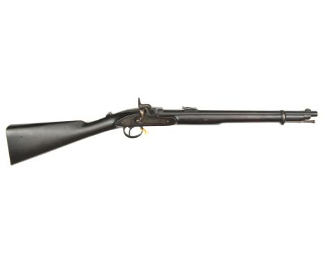 A good .451” Westley Richards “Monkey Tail” breech loading percussion carbine,  36” overall, barrel 20” with Birmingham proof