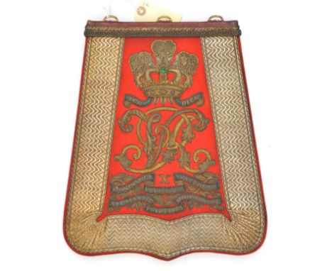 A Victorian officer’s full dress embroidered sabretache of the 10th (Prince of Wales’s Own Royal Regiment of Light Dragoons) 