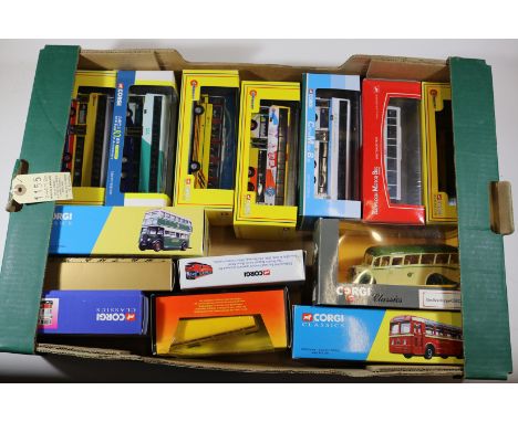 22x Corgi and Corgi Classics buses and coaches. Including 8x Connoisseur Collection series sets; 2x Bedford Val, Karrier Util