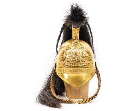 An officer’s 1843-47 pattern gilt helmet of the 1st (King’s) Dragoon Guards, plain skull with edge binding to front and back 