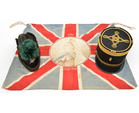 A French Artillery officer’s kepi, black PL peak, gilt braid trim and top ornament, small embroidered grenade badge, dummy ch