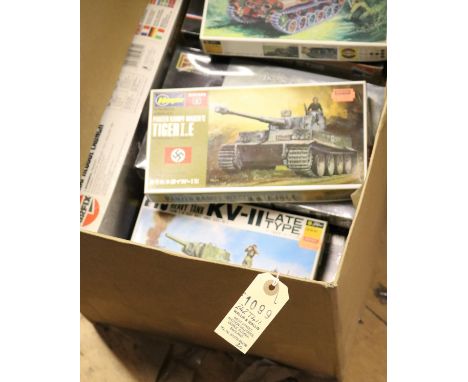 20 1:72 and 1:76 scale unmade tanks and related model kits. By Airfix, Pegasus, Hasegawa, Italeri, ESCI etc. Including ISU 15