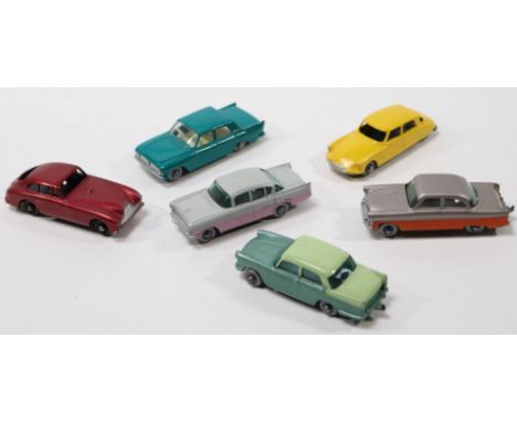 6x Matchbox Series cars. 22, Vauxhall Cresta in lilac and grey. 29, Austin A55. 33, Ford Zodiac. 33, Ford Zephyr 6. 53, Aston