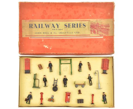 A 1950s Johillco Railway Series set (Set R3). Comprising of 22 items. Station Master, Driver, Fireman, 3x Porters, Guard, Chi