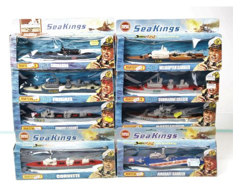 10x 1970s Matchbox Sea Kings. K-301, Frigate. K-302, Corvette. K-303, Battleship. K-304, Aircraft Carrier. K-305, Submarine C