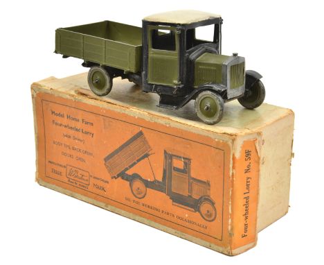 A scarce 1930s Britains Model Home Farm series Four-wheeled Lorry (No.59F). Lorry with a green and black body, green wheels, 