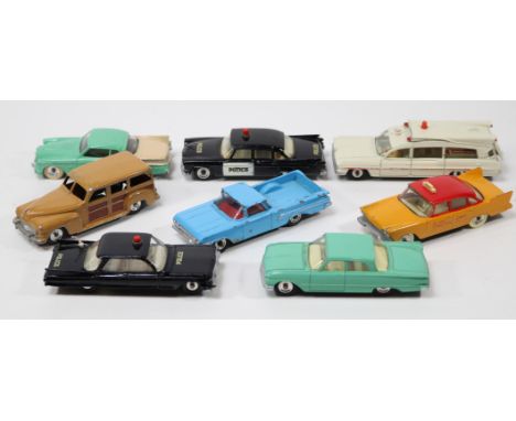 8 Dinky Toys. Superior Criterion Ambulance (263) in cream with red flash, complete with patient on stretcher. And a Ford Fair