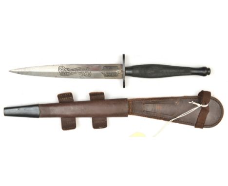 A Special order 2nd pattern F.S. military knife to Lt. M.S. Kite USAAF, double edged blade 6½” with logo “The F.S Fighting Kn