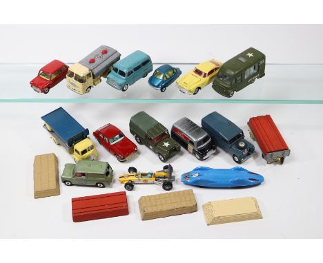 14 Corgi Toys. 'Smith's' Karrier US Army Field Kitchen, Aston Martin DB4 in yellow, Mini van, Commer 5 ton with trailer, US A