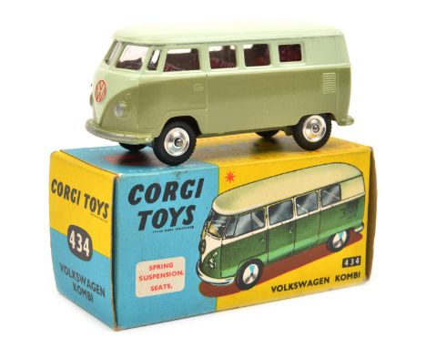 Corgi Toys Volkswagen Kombi (434). In very pale green and light metallic green with red interior, spun wheels with black rubb