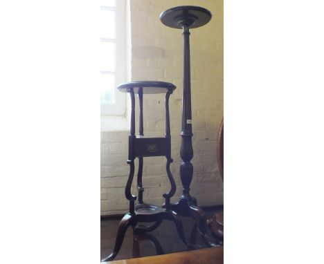 A Mahogany torchere on tripod base and night stand