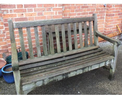 A garden bench and table