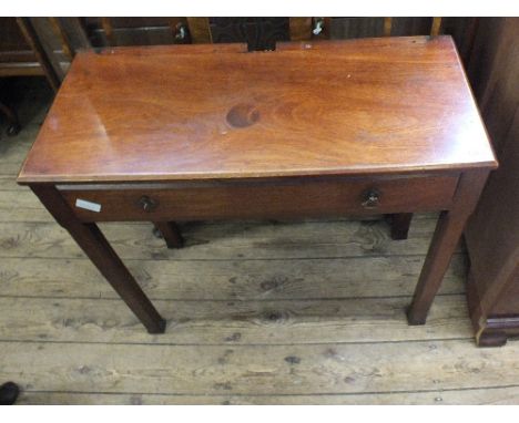 A Mahogany single drawer side table and reproduction inlaid Mahogany book shelf