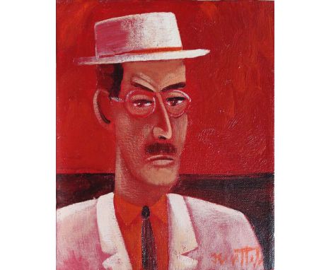 Graham Knuttel, b. 1954
PORTRAIT OF A MAN WEARING A HAT,
Oil on canvas, 12" x 10" (30.5 x 25.5 cm), signed.